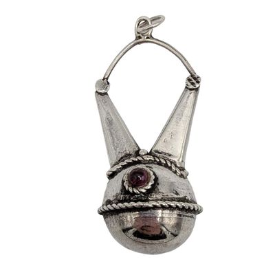 Vintage Sterling Silver Garnet Hollow Form Urn Pendant