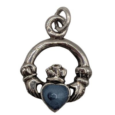 Sterling Silver Blue Resin Claddagh Pendant