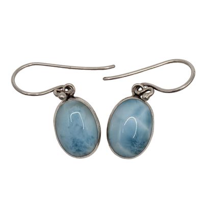 Sterling Silver Larimar Oval Dangle Earrings