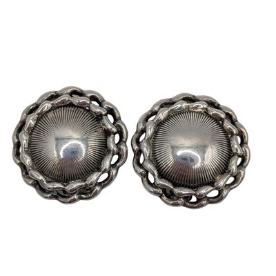 Danecraft Sterling Silver Chain Halo Dome Earrings