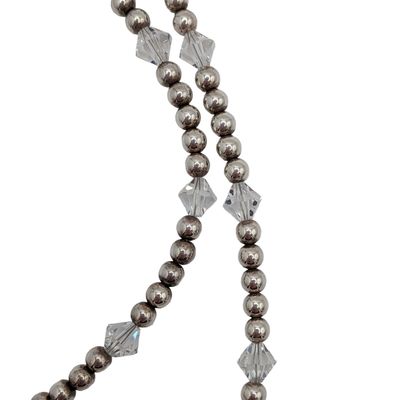 Sterling Silver Crystal Bead Choker Necklace