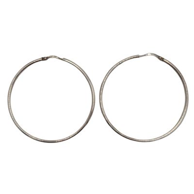 Signed Italy Sterling Silver Large Endless Hollow Hoop Earrings