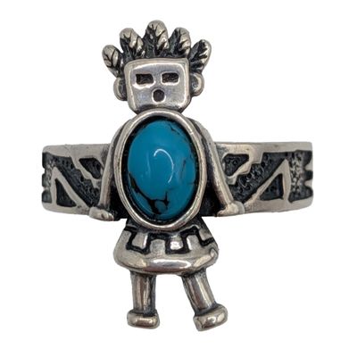 Carolyn Pollack Sterling Silver Turquoise Kachina Ring Size 9.25