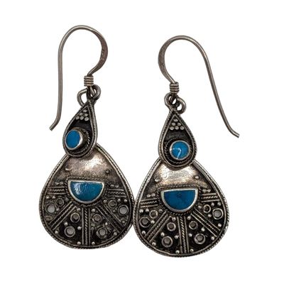 Southwest Sterling Silver Turquoise Dangle Earrings