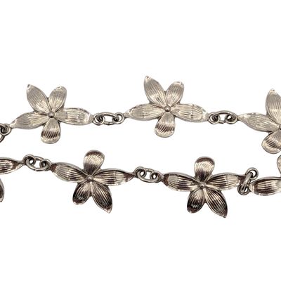 Sterling Silver Flower Link Bracelet