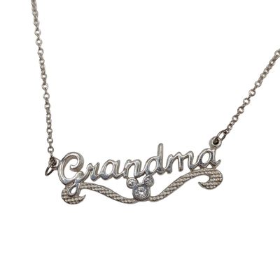 Disney Sterling Silver CZ Grandma Mouse Necklace