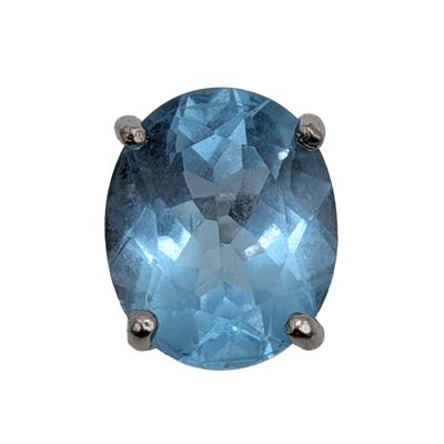 Signed Sterling Silver Blue Topaz Solitaire Ring Size 7.5