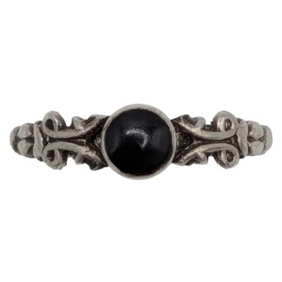 Southwest Sterling Silver Onyx Scroll Ring Size 4