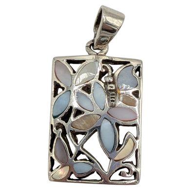Sterling Silver Mother Of Pearl Cutout Butterfly Pendant