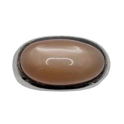 Sterling Silver Peach Mother Of Pearl Dome Ring Size 4
