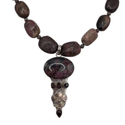 Signed Sterling Silver Multi-Stone Necklace