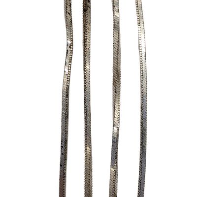 Signed Italy Sterling Silver Square Seamed Snake Chain Necklace