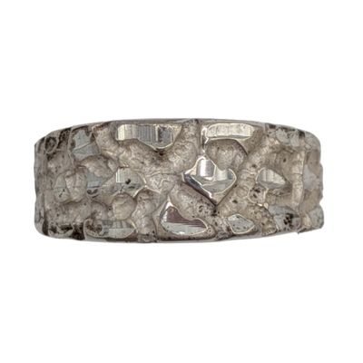 Signed Sterling Silver Textured Band Ring Size 7.5