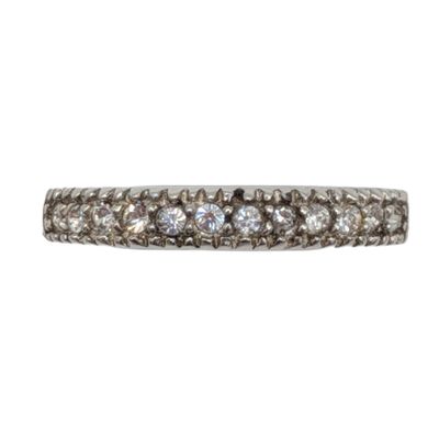 Avon Sterling Silver White Rhinestone Half Round Band Ring Size 8.25