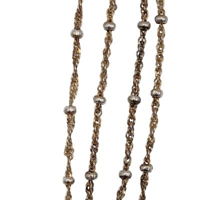 Signed Italy Gold Over Sterling Silver Beaded Rope Chain Necklace
