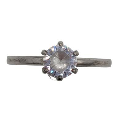 Sterling Silver CZ Solitaire Ring Size 9