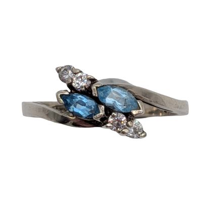 Avon Sterling Silver Blue Spinel Marquise Ring Size 6.25