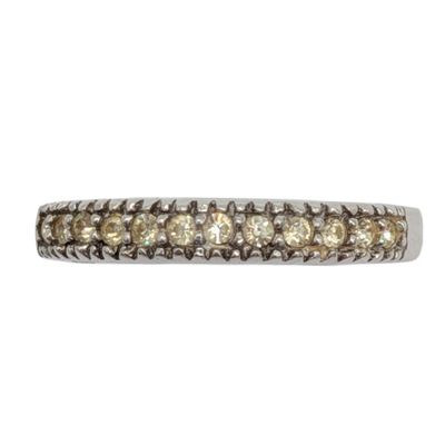 Avon Sterling Silver Yellow Rhinestone Half Round Band Ring Size 8.25