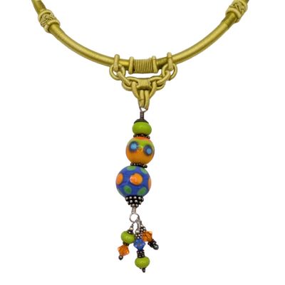 Sterling Silver Millefiori Glass Bead Dangle Necklace