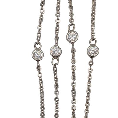 Espo Sterling Silver CZ Segmented Link Necklace