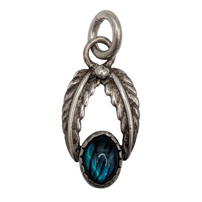 Southwest Sterling Silver Abalone Feather Pendant