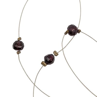 Sterling Silver Red Glass Beaded Invisible Wire Necklace