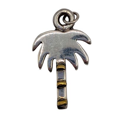 Sterling Silver Brass Raised Palm Tree Pendant