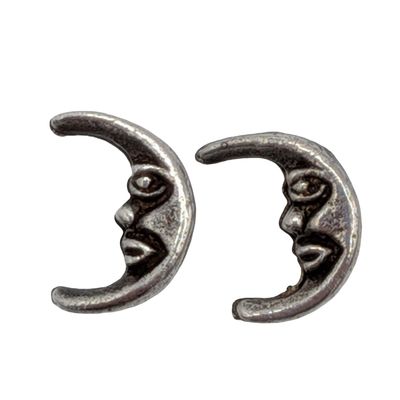 Sterling Silver Man in the Moon Stud Earrings