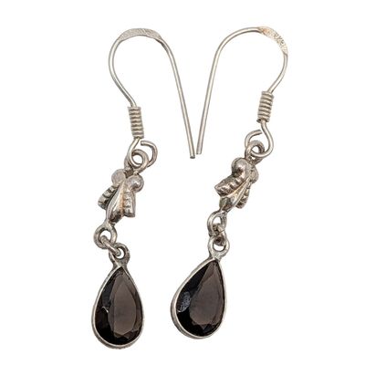Sterling Silver Smoky Quartz Bee Dangle Earrings