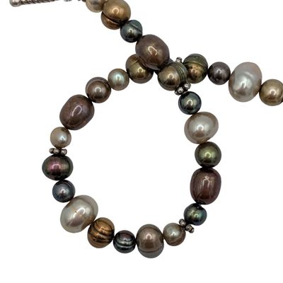 Sterling Silver Multi Colored Pearl Bracelet