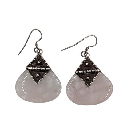 Sterling Silver Rose Quartz Teardrop Earrings