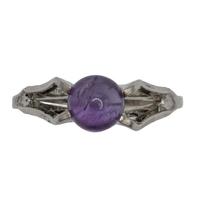 Signed Sterling Silver Amethyst Orb Ring Size 4.75