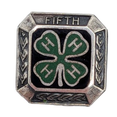 Signed Sterling Silver 4 H Clover Lapel Pin