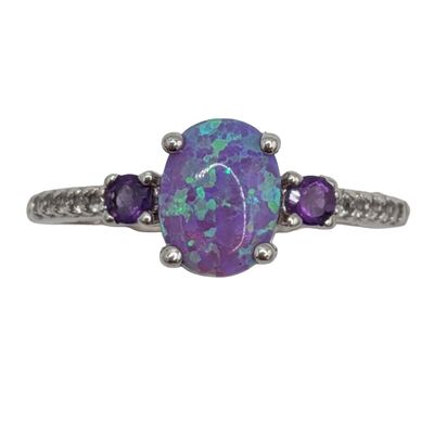 Signed Sterling Silver Multi-Stone Oval Ring Size 7