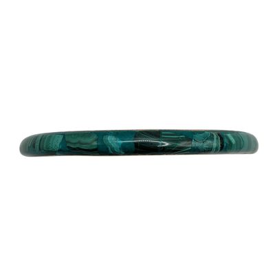 Vintage Brass Malachite Inlay Bangle Bracelet