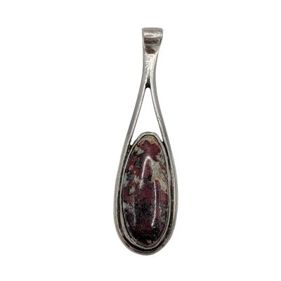 Sterling Silver Red Jasper Long Drop Pendant
