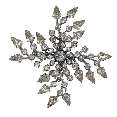 Kramer Silver Tone Rhinestone Starburst Brooch