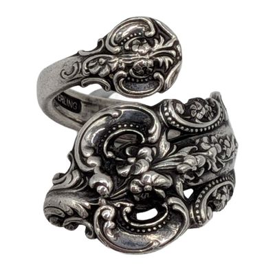 Vintage Wallace Sterling Silver Grand Baroque Spoon Ring Size 5.75