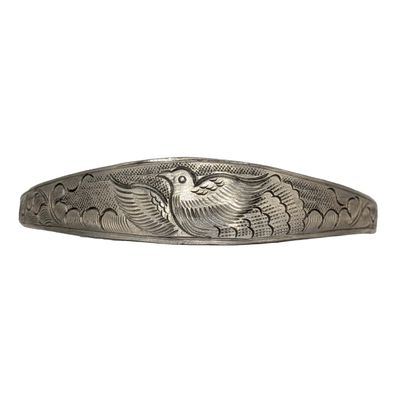 Southwest Nickel Silver Hand Engraved Bird Cuff Bracelet