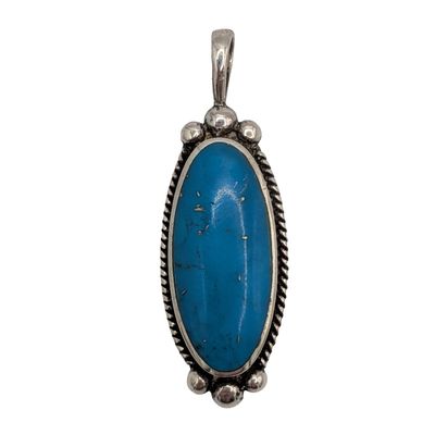 Southwest Sterling Silver Oval Turquoise Pendant