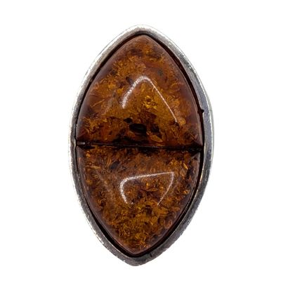 Sterling Silver Amber Double Cabochon Ring Size 7