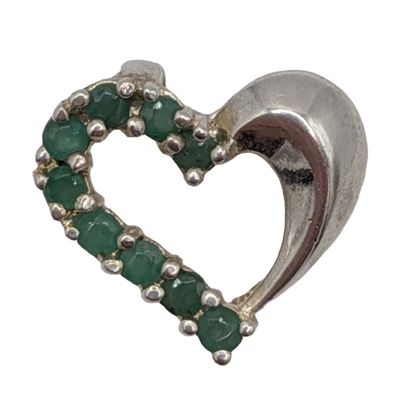 Ross Simons Sterling Silver Emerald Open Heart Slide Pendant