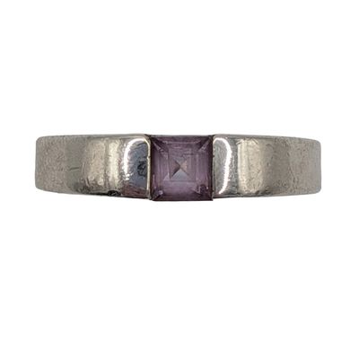 Sterling Silver Amethyst Invisible Set Band Ring Size 7.25