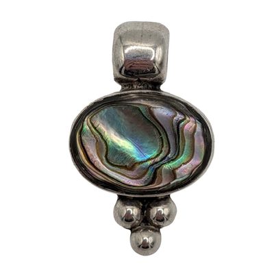 Athra Trading Mexico Sterling Silver Abalone Oval Slide Pendant