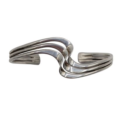Sterling Silver Triple Wave Cuff Bracelet