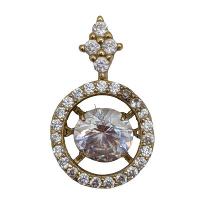 Signed Gold Over Sterling Silver Rhinestone Floating Halo Pendant