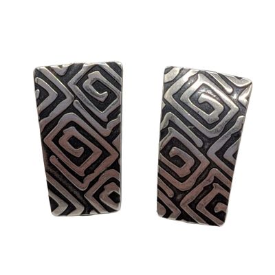 Sterling Silver Pressed Swirl Pattern Stud Earrings