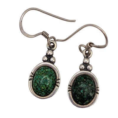 Carolyn Pollack Sterling Silver Crushed Turquoise Dangle Earrings