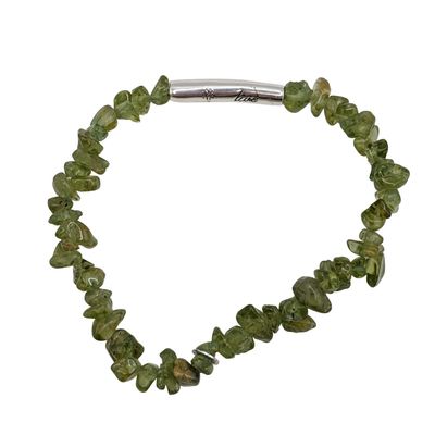 Murray Chuven Sterling Silver Natural Peridot Bead Strand Stretch Bracelet