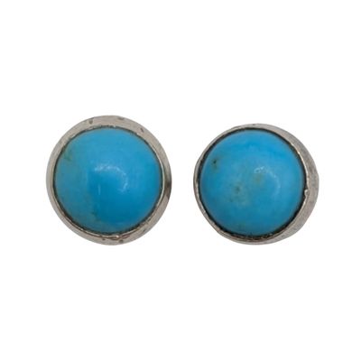 Signed Sterling Silver Turquoise Stud Earrings